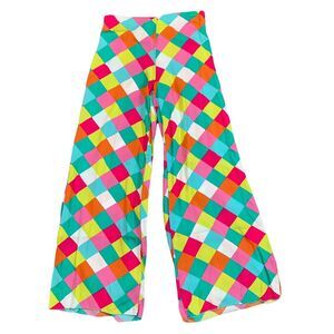 Escapada Women 70s 80s Wide Leg Pull On Pants colorful sz small